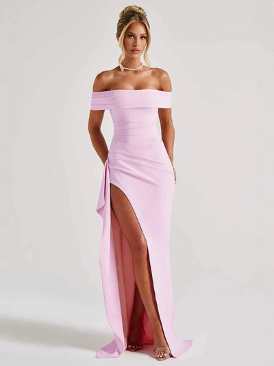 Elegant off-shoulder aftenkjole